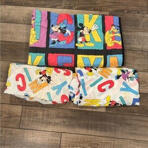 Vintage 90s Disney Crib Bedding 3 Piece Set Mickey Mouse & Friends MICKEY Dundee